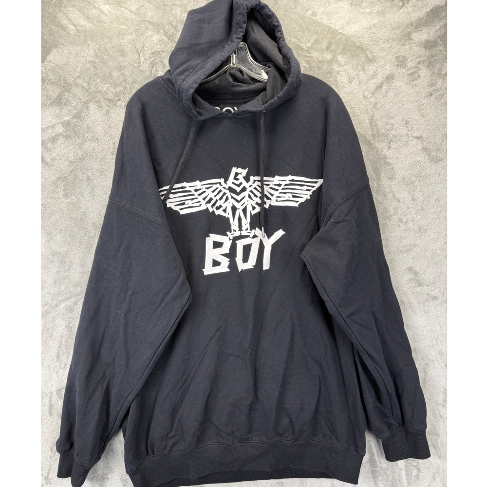 Boy London Mens Black Eagle Logo Graphic Pullover Hoodie Sweatshirt Large